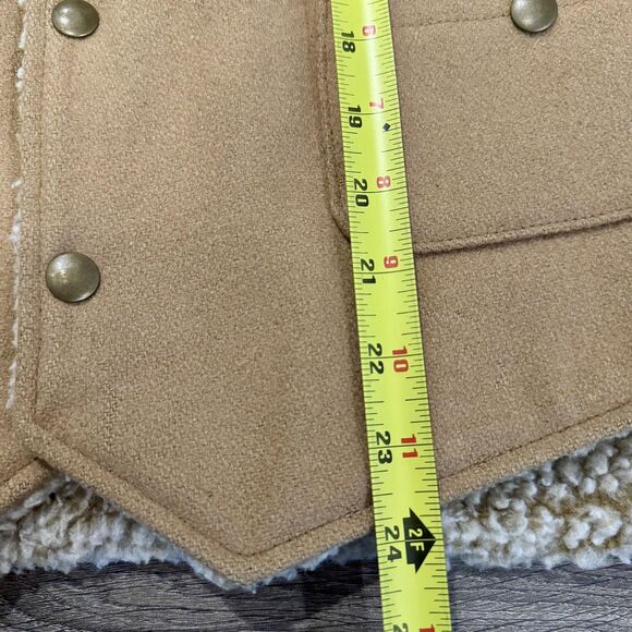 VTG 60s Woolrich Vest Size M Khaki Sherpa Lined Wool Blend Snap Made USA outdoor - Picture 8 of 8